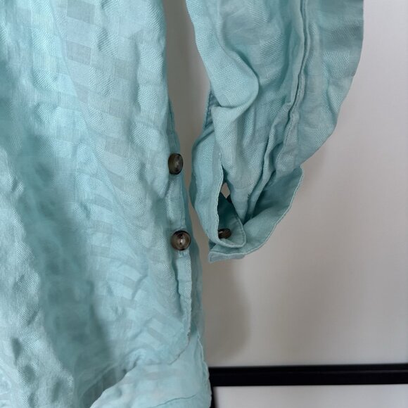 J. Jill Textured Plaid Shirt Tunic M Mint Green Largenlook Coastal Beachy - Picture 8 of 16